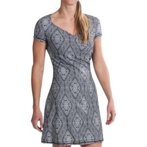 Women's Gray Patterned Short Sleeve Dress